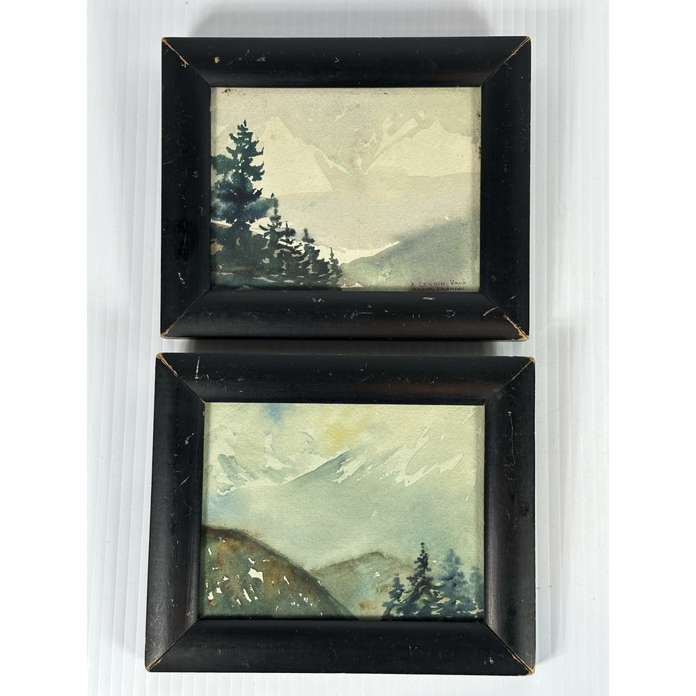 2‎ VTG Ralph Fanning A Leysin-Vaud Switzerland Watercolor Forest Mountain Scene